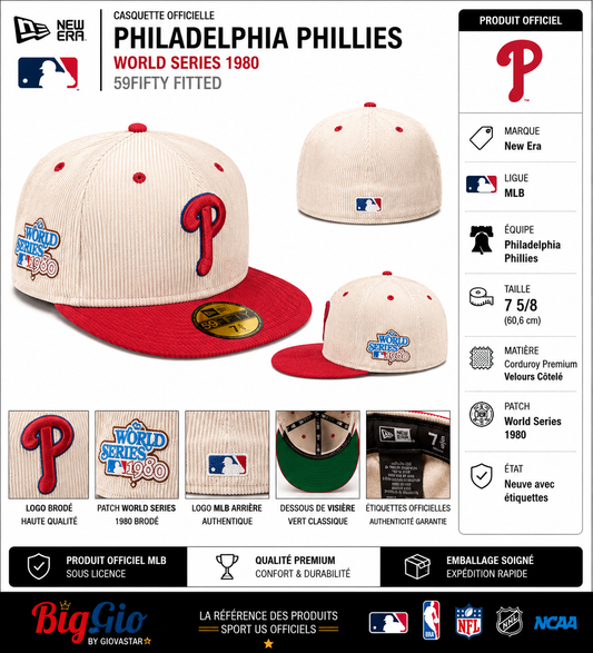 Philadelphia Phillies New Era 59FIFTY World Series 1980 Corduroy 7 5/8