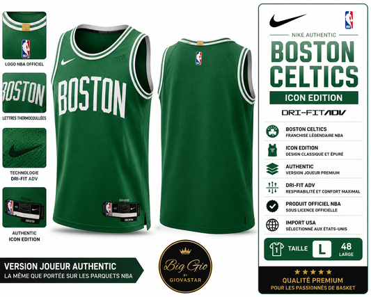 🔥 Boston Celtics Nike Icon Edition Dri-FIT ADV Officiel NBA 🍀 Import USA • Neuf • Collector • Édition Premium