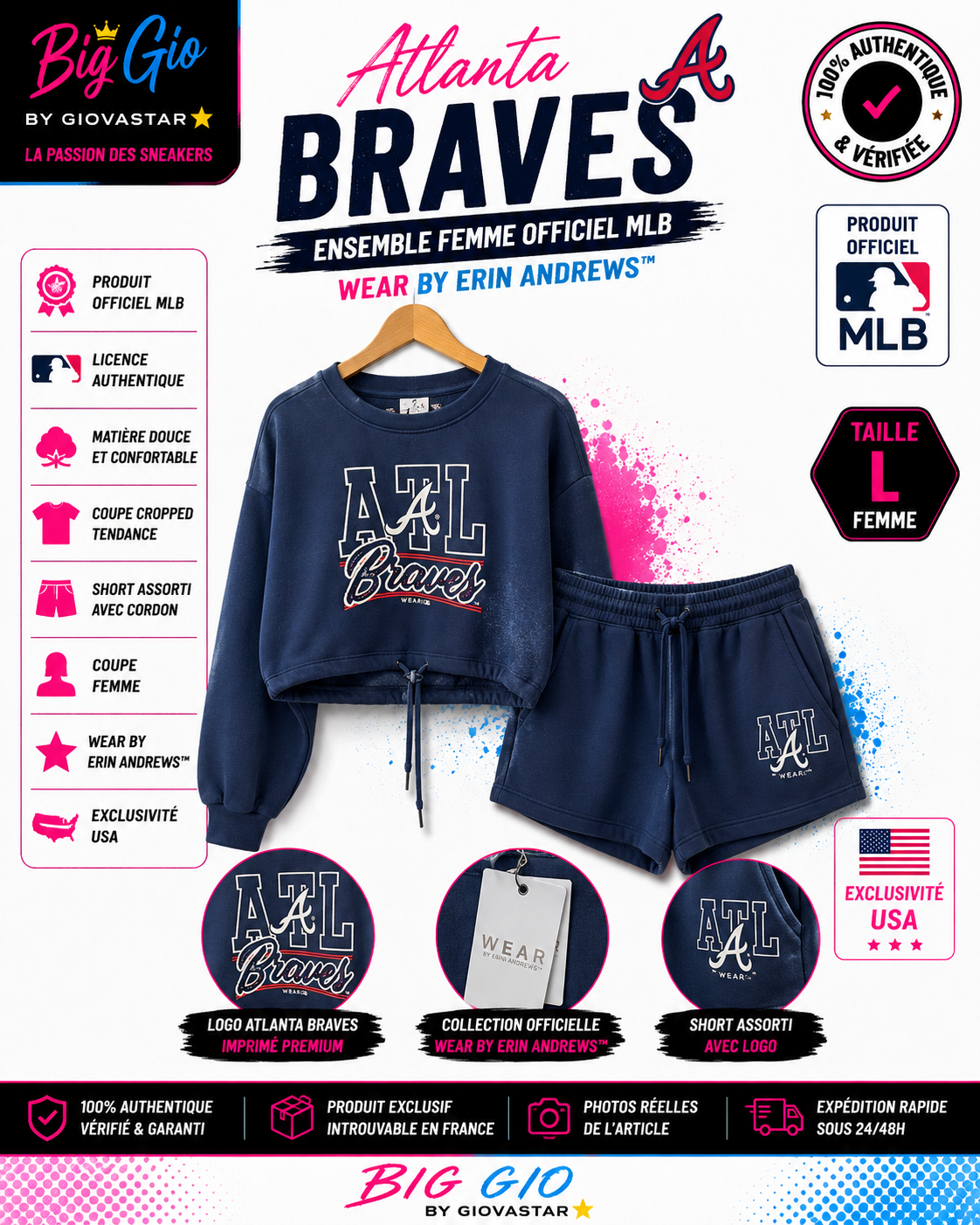 ensemble atlanta braves mlb wear by erin andrews femme L