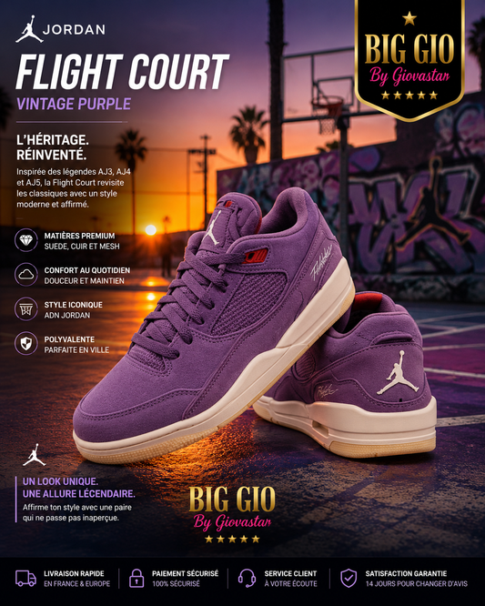 Jordan Flight Court Vintage Purple – Suede Premium 💜🏀
