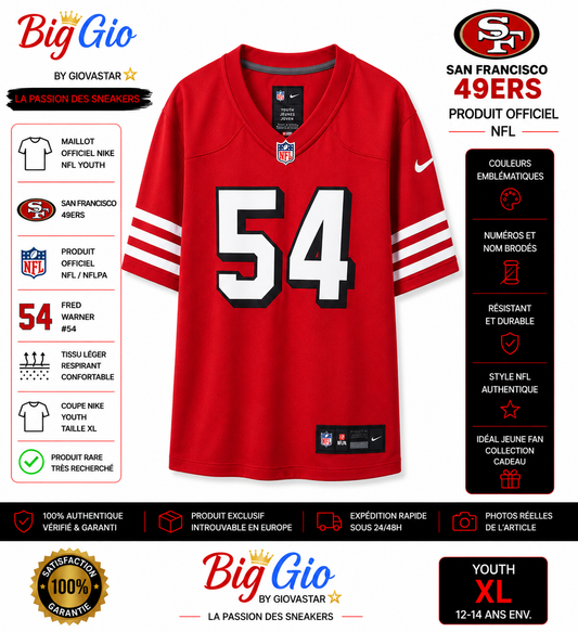 maillot nike nfl san francisco 49ers fred warner 54 youth Xl
