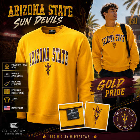 🔥 Arizona State Sun Devils NCAA Colosseum Sweat Gold XL Neuf Officiel USA 🇺🇸