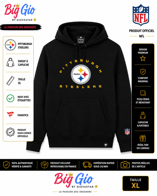 sweat à capuche pittsburgh steelers nfl fanatics xl