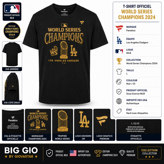 los angeles dodgers world series champions 2024 fanatics t-shirt noir or l