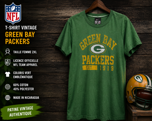 T-shirt Vintage NFL Green Bay Packers Vert – Femme 2XL