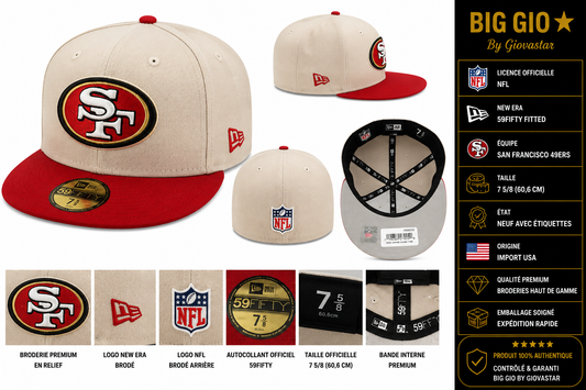 🏈 New Era 59FIFTY San Francisco 49ers Stone Red NFL Fitted 7 5/8 USA