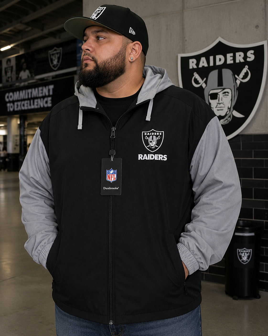 Veste Dunbrooke Raiders NFL noire grise 4XL officielle