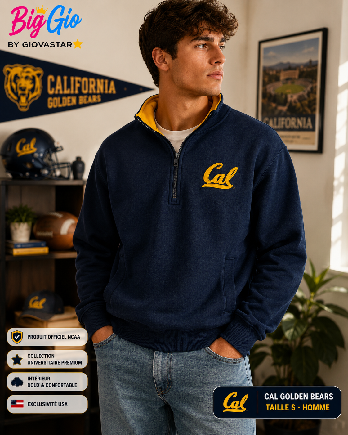 sweat cal golden bears ncaa colosseum demi zip taille s