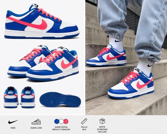 Nike Dunk Low Game Royal Bright Crimson 38.5 boîte