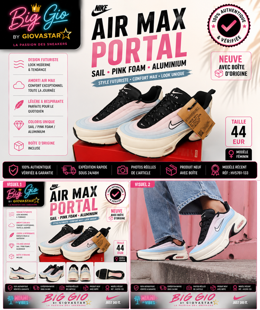 Nike Air Max Portal Sail Pink Foam Aluminium 44 neuve boîte