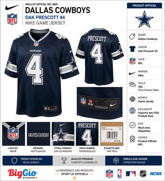 Nike NFL Dallas Cowboys Dak Prescott #4 Jersey 3XL