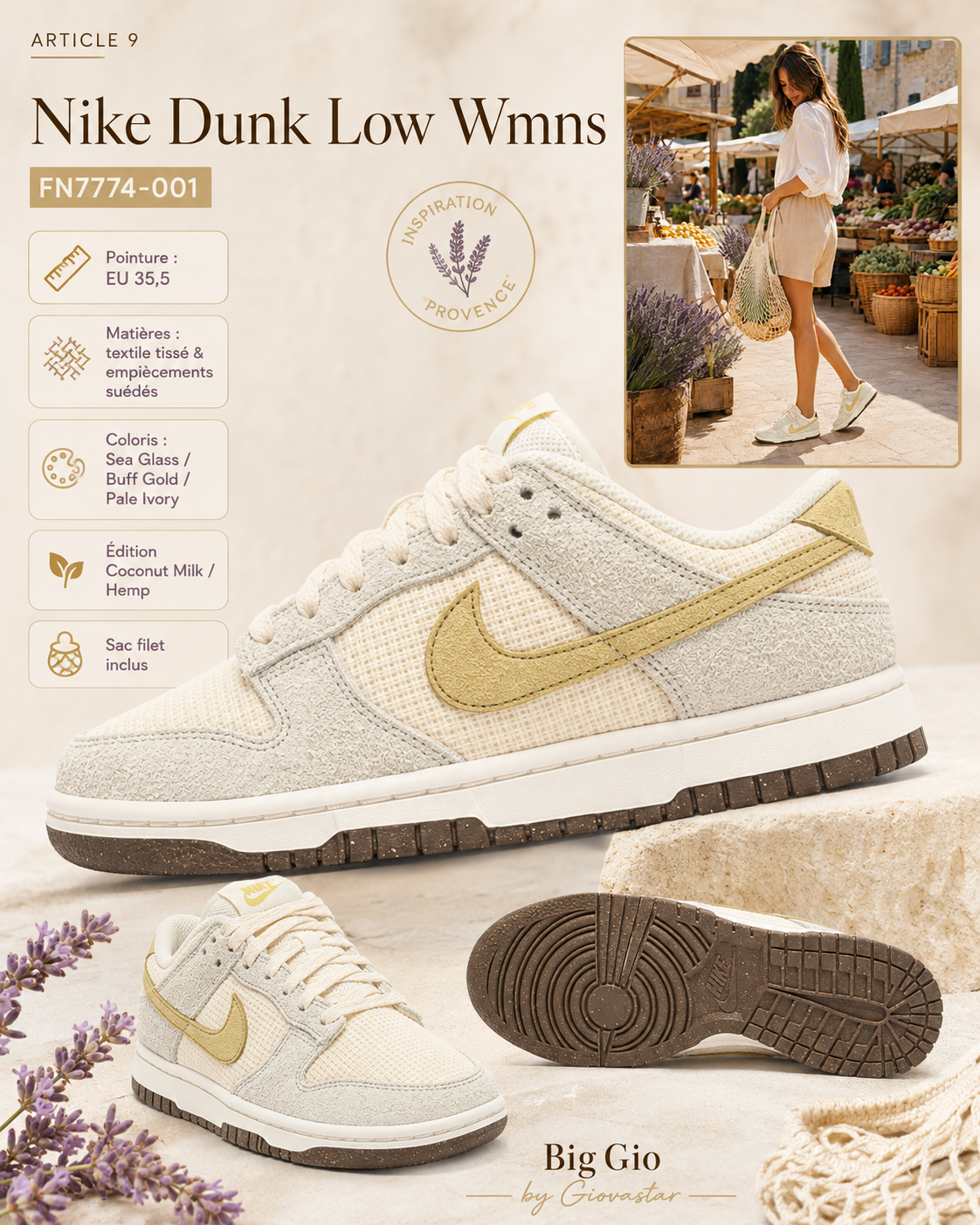 Nike Dunk Low Wmns Hemp Coconut Milk – Taille 35,5