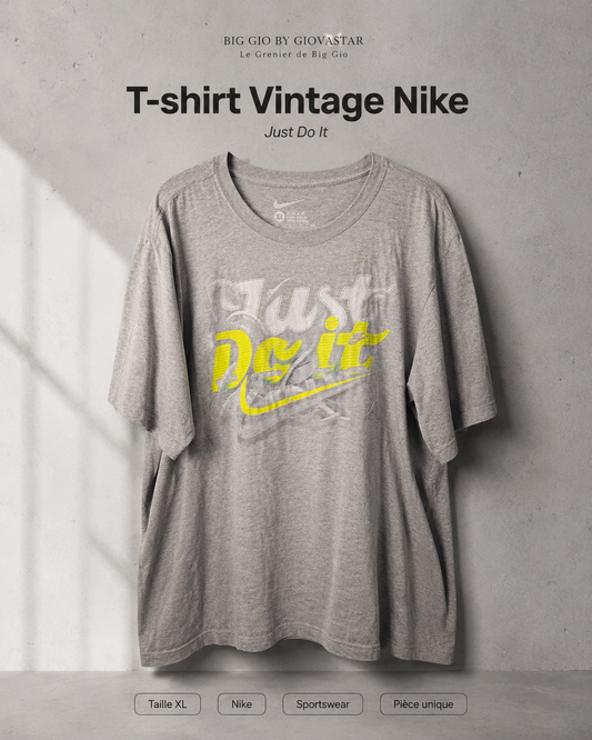 T-shirt Nike Just Do It Gris Taille XL – Vintage Sportswear