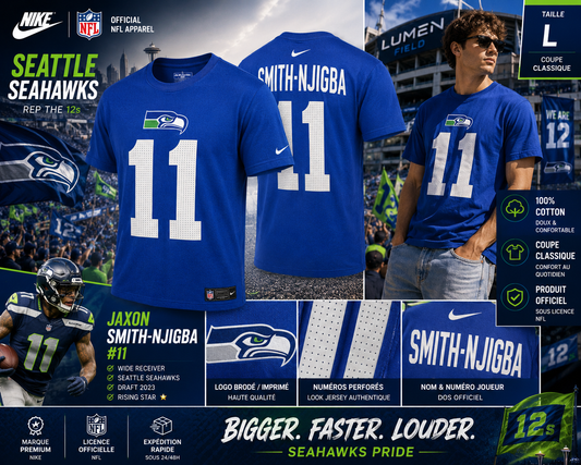 Nike NFL Seattle Seahawks Jaxon Smith-Njigba #11 T-Shirt Bleu L Neuf