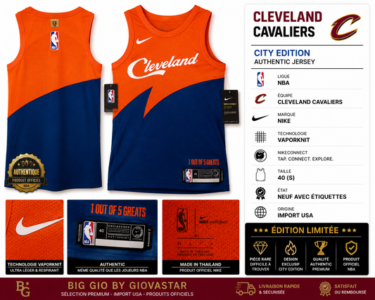 🏀 Nike NBA Cleveland Cavaliers City Edition VaporKnit Authentic Jersey – Taille 40 (S) – Neuf avec étiquettes