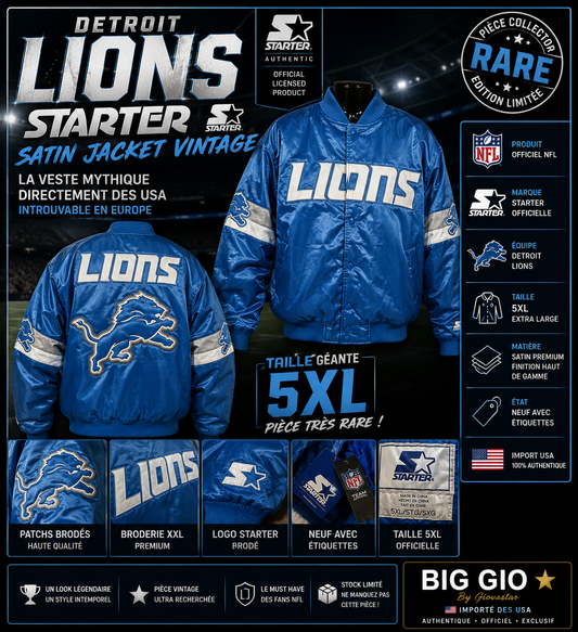 Starter Detroit Lions satin jacket vintage NFL 5XL collector rare