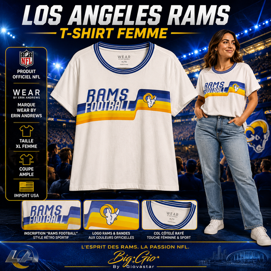 🐏 Los Angeles Rams WEAR by Erin Andrews T-shirt Femme XL Neuf NFL