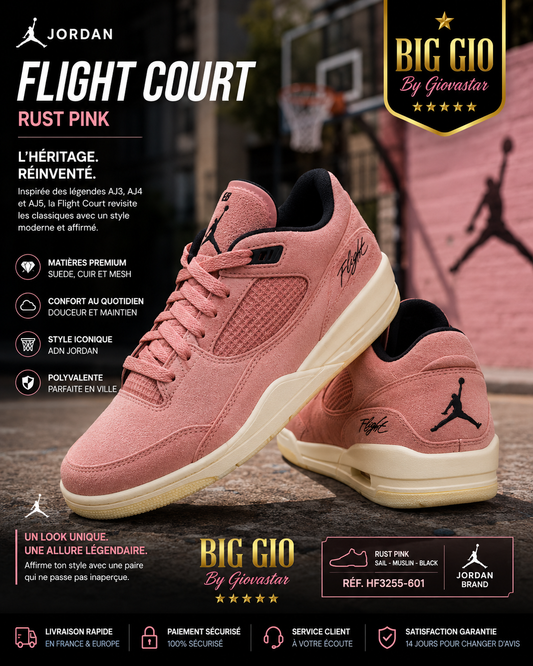 Jordan Flight Court Rust Pink – Suede Premium Lifestyle 💗🏀