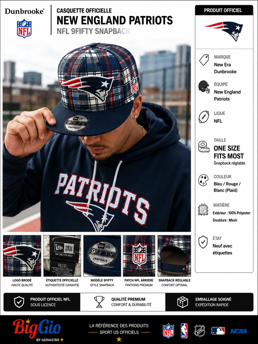 New England Patriots New Era 9FIFTY plaid snapback NFL