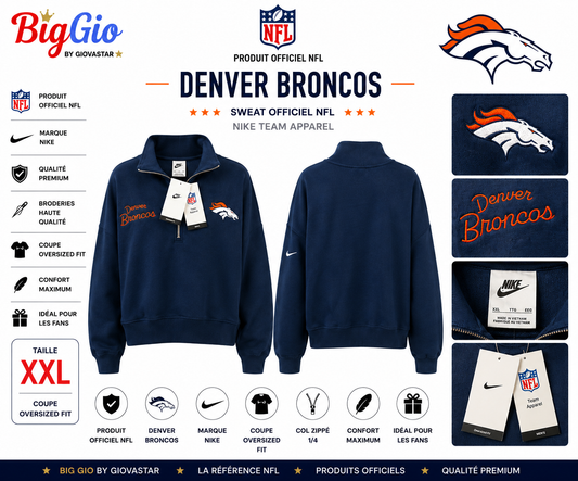 Nike Denver Broncos NFL 1/4 Zip Oversized XXL