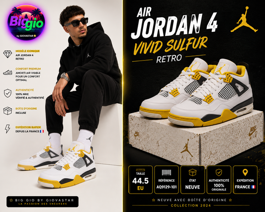 Air Jordan 4 Retro Vivid Sulfur neuves boîte T44.5