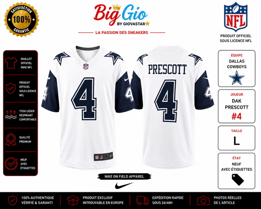 maillot nike dallas cowboys dak prescott #4 taille L