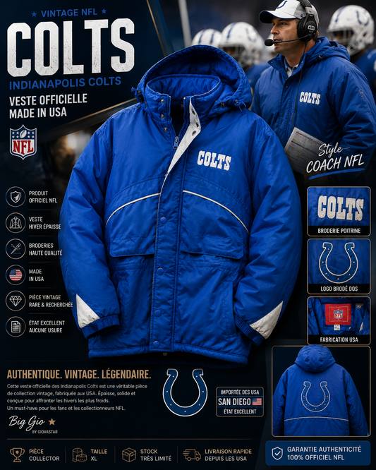 🏈 Veste Vintage NFL Indianapolis Colts USA 🇺🇸 Made in USA • Très bon état • Rare • XL