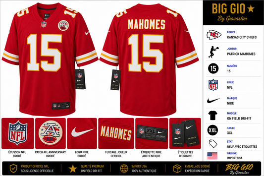 Nike NFL Kansas City Chiefs Patrick Mahomes #15 On Field Dri-FIT XXL