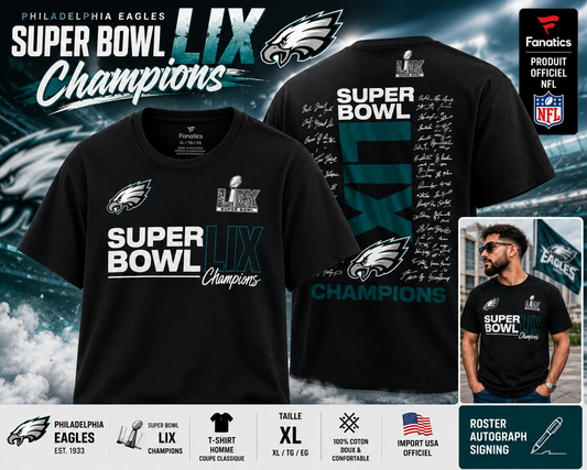 🦅 T-shirt Philadelphia Eagles Super Bowl LIX Champions Fanatics – XL