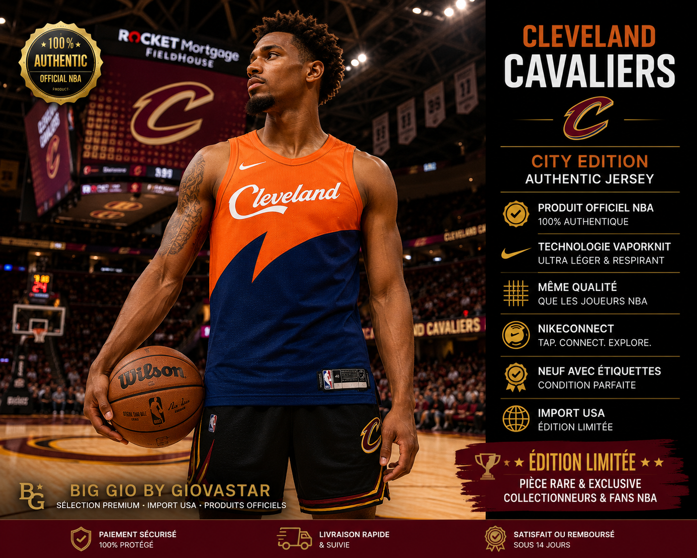 🏀 Nike NBA Cleveland Cavaliers City Edition VaporKnit Authentic Jersey – Taille 40 (S) – Neuf avec étiquettes