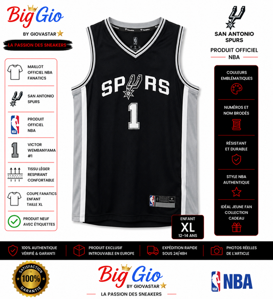 Maillot NBA Spurs Wembanyama #1 Fanatics enfant XL