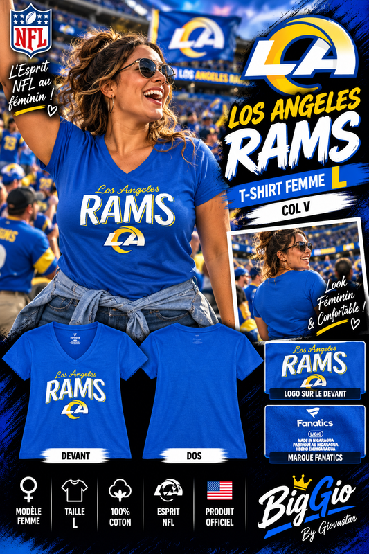 Los Angeles Rams Fanatics T-shirt femme L bleu royal col V