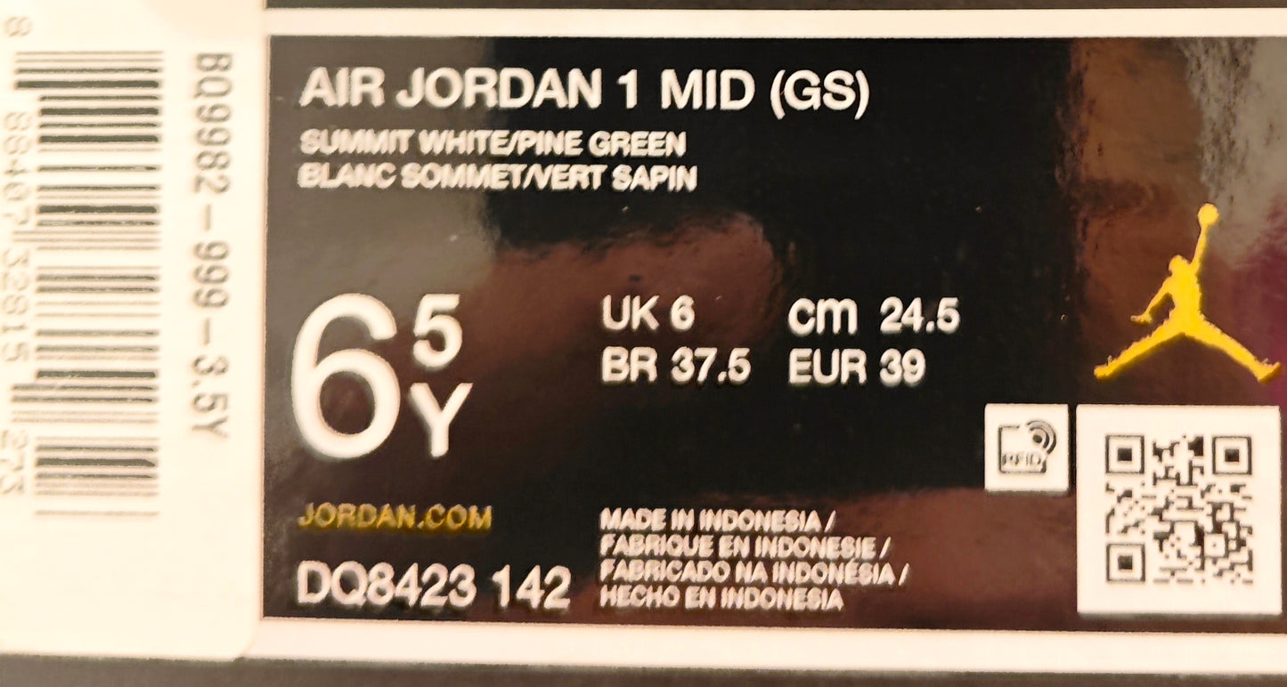 JORDAN 1 MID BLANC PUR PLATINUM PINE VERT